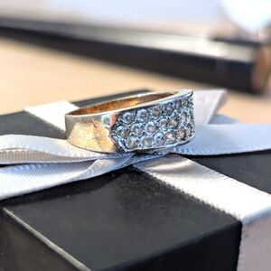 Vintage Bridal Groom DAC Cubic Zirconia Gemstones Gold Plated Band Ring sz 10